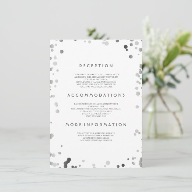 Silver Confetti Wedding Details - Information Enclosure Card