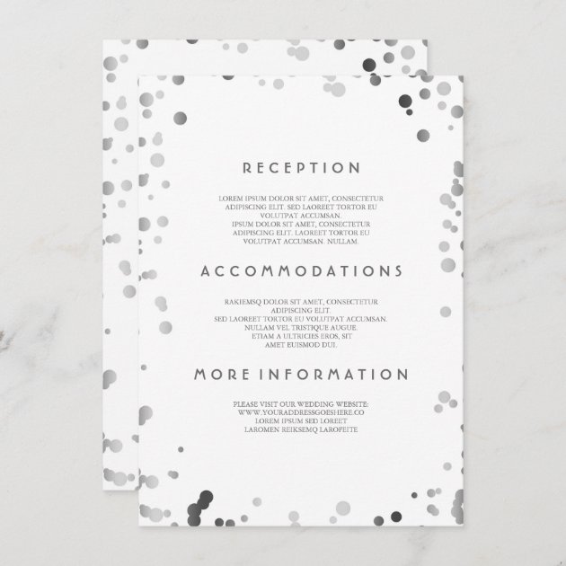 Silver Confetti Wedding Details - Information Enclosure Card