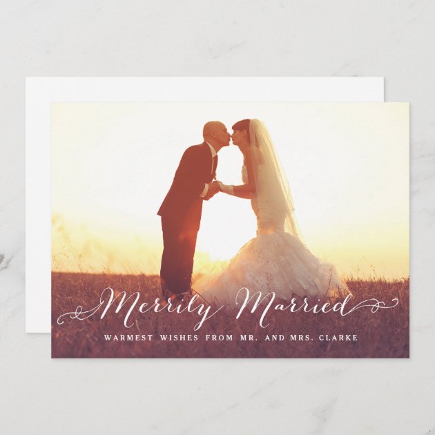 Merrily Married Christmas Photo Holiday Card