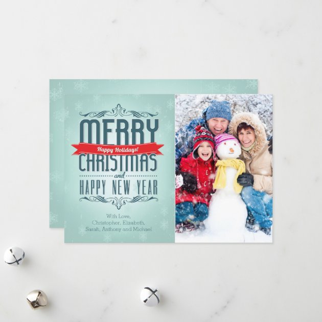 Merry Christmas Typography Holiday Photo Card