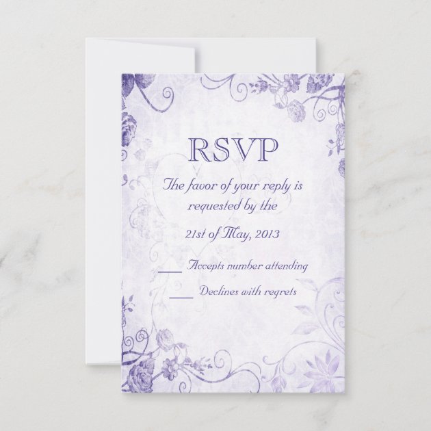 Elegant Purple Vintage Wedding RSVP Card