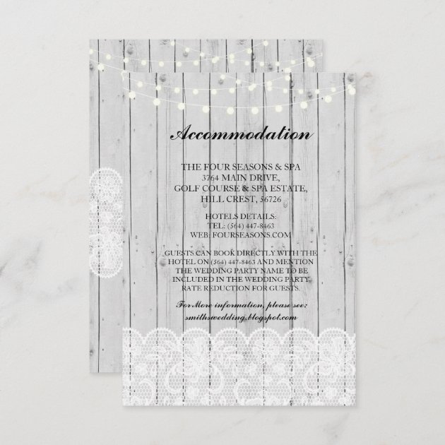 Lace Accommodation Grey Wood Lights Wedding Cards