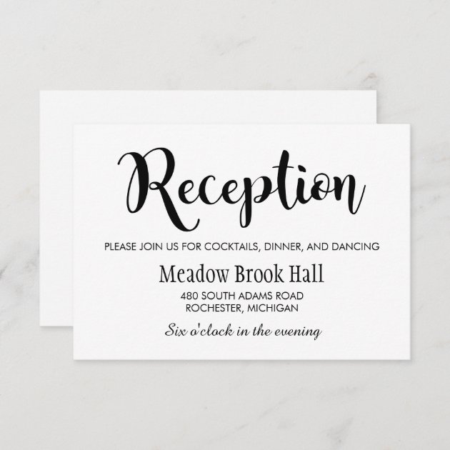 Wedding Reception Card | Black Script