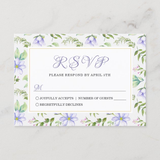 Spring Dreamy Purple Garden Wedding RSVP Card