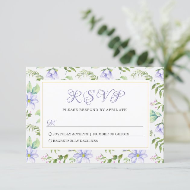 Spring Dreamy Purple Garden Wedding RSVP Card