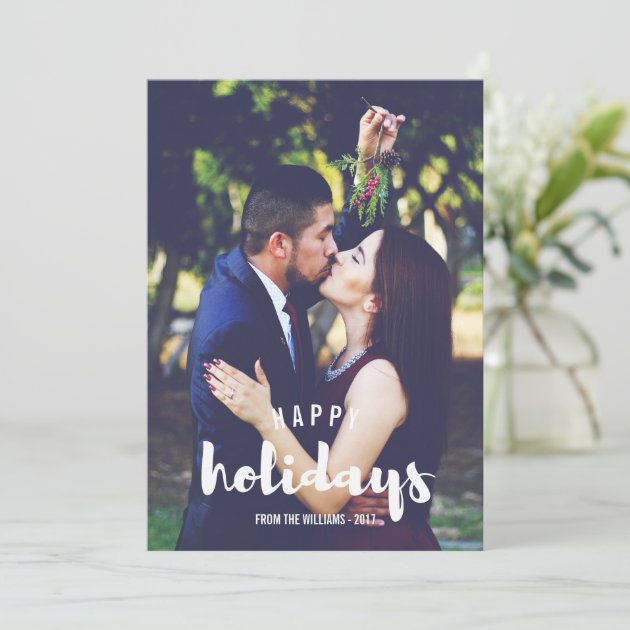 Happy Holidays Sketched Personalized Photo Holiday Card