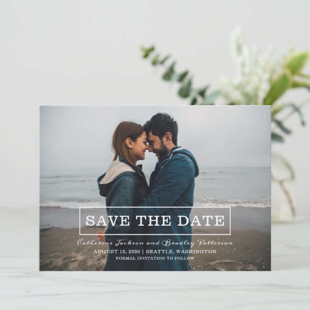 Modern Typography Photo Save The Date | White