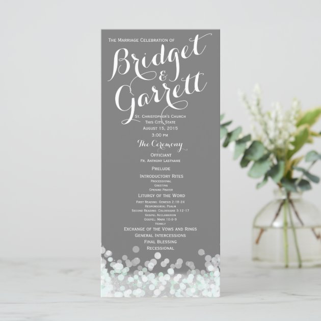 Mint And Grey Twinkle Lights Wedding Program