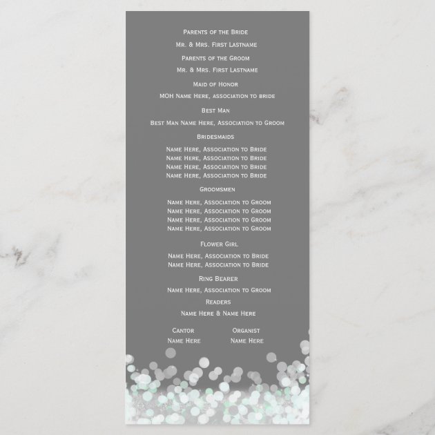 Mint And Grey Twinkle Lights Wedding Program