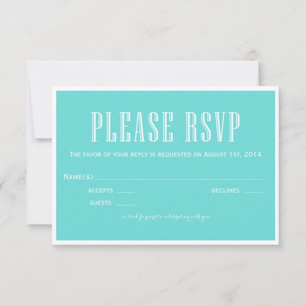 Eat Drink and be Married Blue RSVP Card