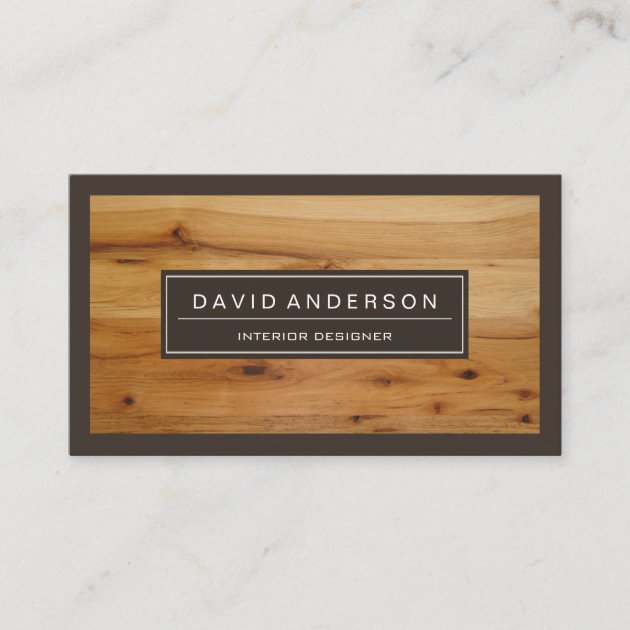 Professional Modern Wood Grain Look Business Card (front side)