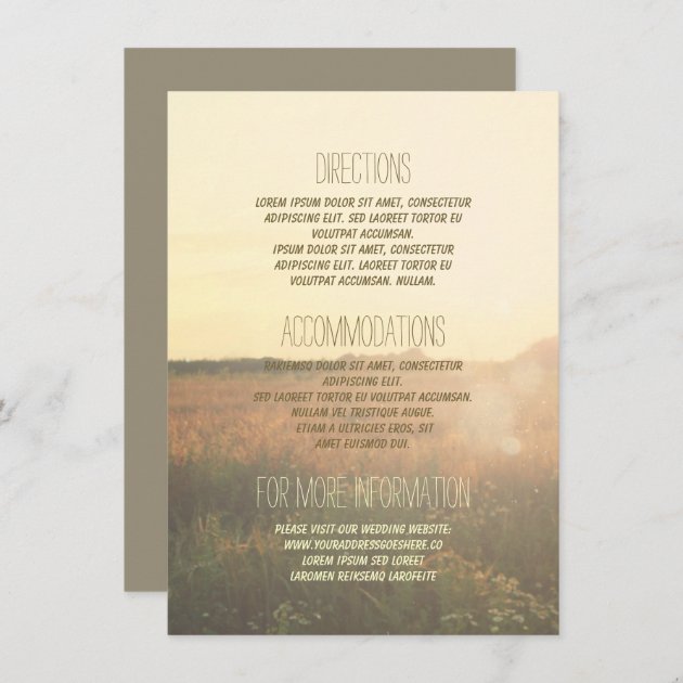 Vintage Meadow Wedding Details - Information Enclosure Card