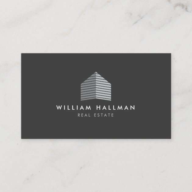 Abstract Home Logo Gray/Dark Gray Business Card (front side)