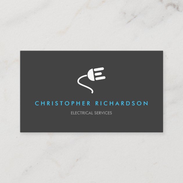 ELECTRICIAN LOGO MODERN BUSINESS CARD IN GRAY (front side)