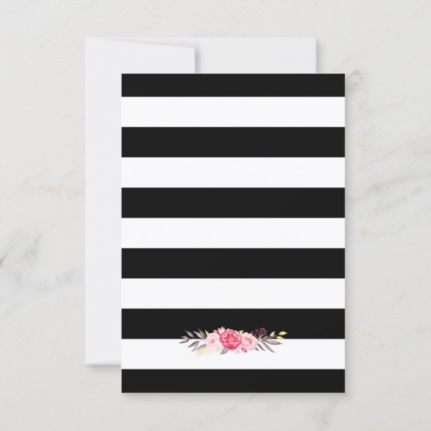 Vintage Floral Wrapping B&W Stripes RSVP Reply