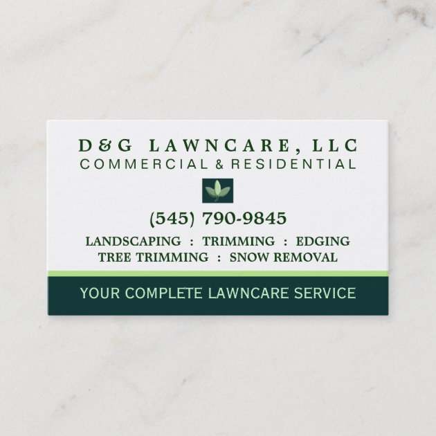 Lawncare or Landscaping Square Leaf Business Card (front side)