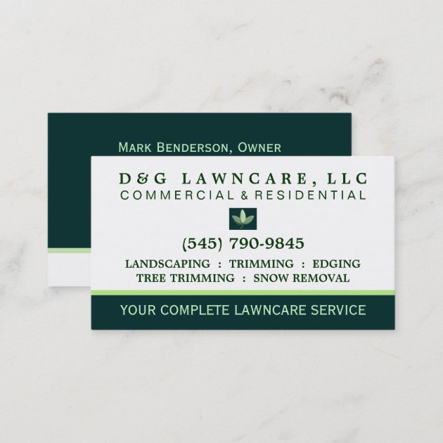 Lawncare or Landscaping Square Leaf Business Card (back side)