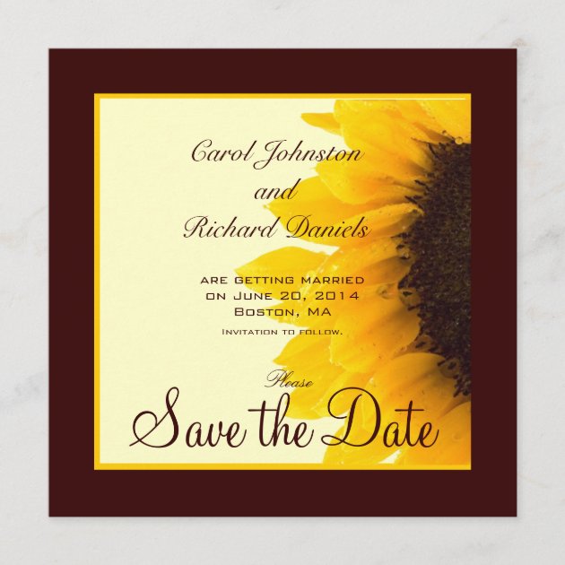 Sunflower Photo Floral Save the Date Cards