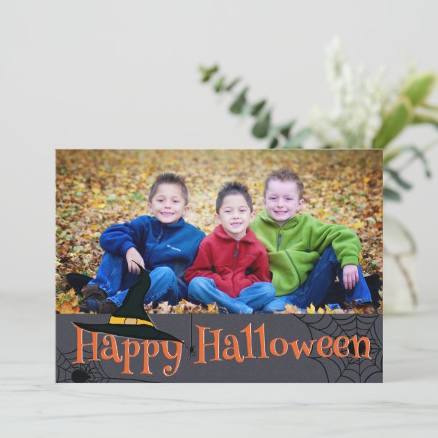 Happy Halloween Witches Hat Photo Card