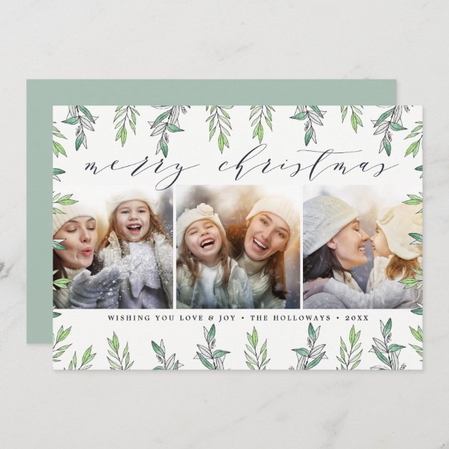 Winter Sage | Holiday Photo Collage Card