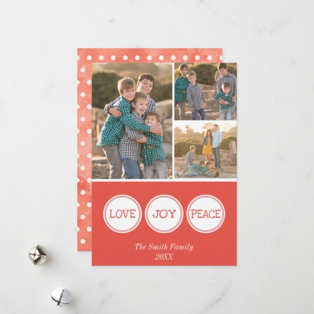 Love Joy Peace | Three Photo Christmas Card