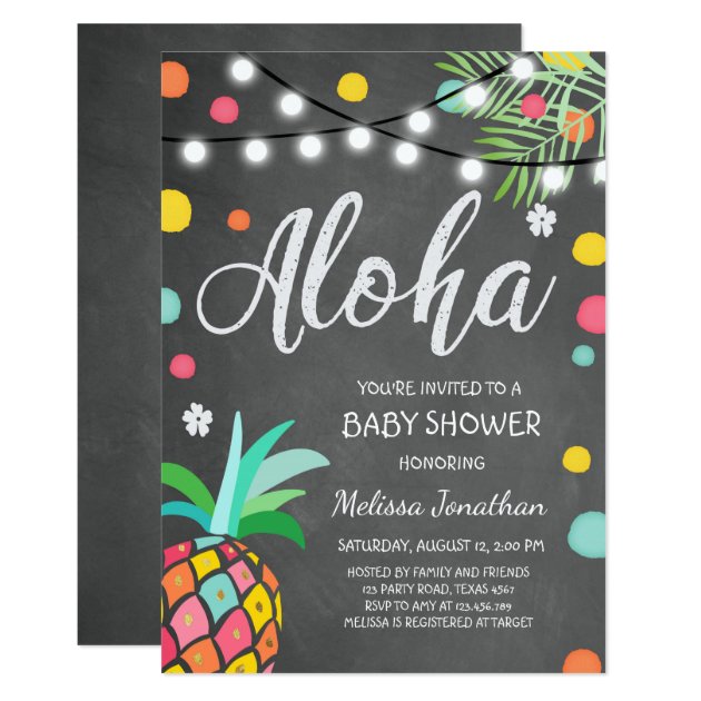Aloha Tropical Baby Shower Invite Hawaii Luau