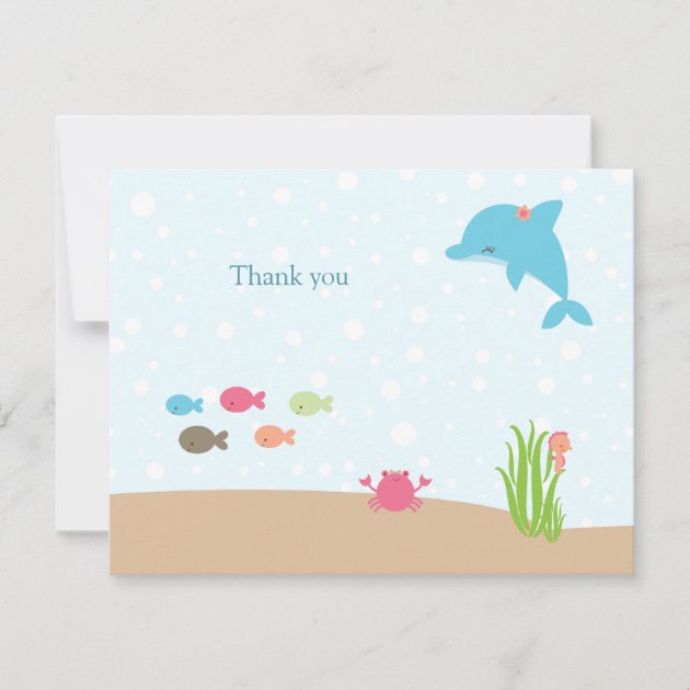 Cute under the Sea girls thank you card