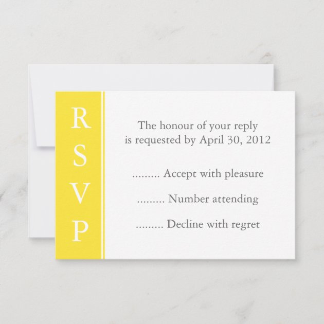 Canary Yellow Event RSVP or Reply Card