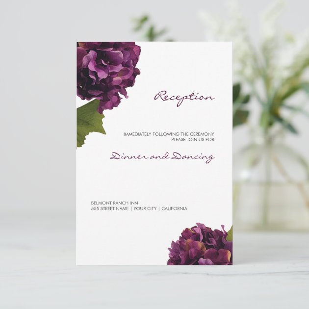 Purple Hydrangea - Floral Reception Card