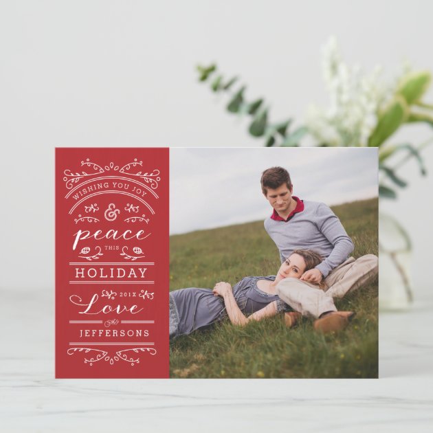 White Typography Red Christmas Photo Card