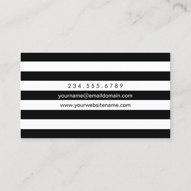 Gold Lips with Black White Stripes - Makeup Artist Business Card (back side)