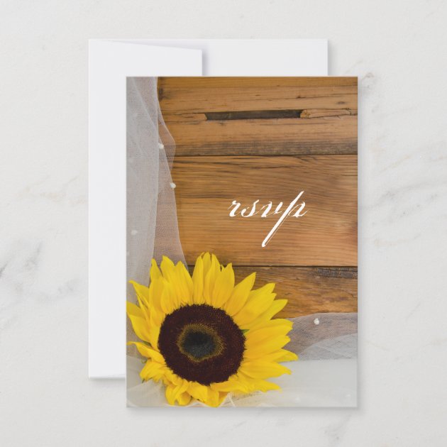 Sunflower and Veil Country Wedding RSVP Response