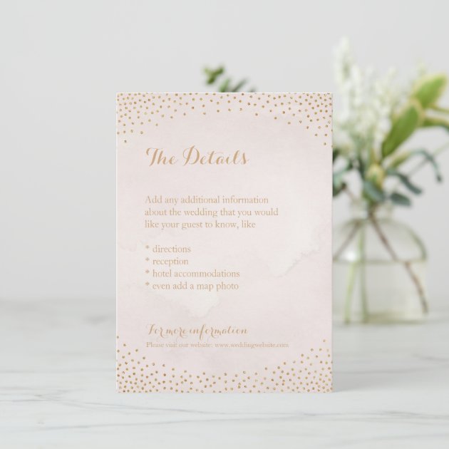 Modern Glam Blush Rose Gold Confetti Detail Card