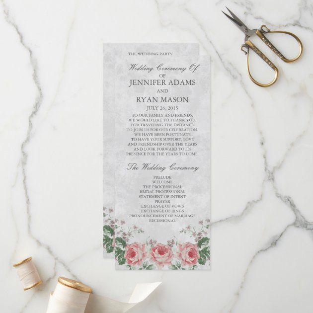 Vintage Linen Rose | Wedding Program
