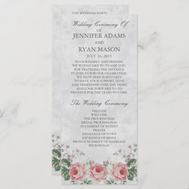 Vintage Linen Rose | Wedding Program