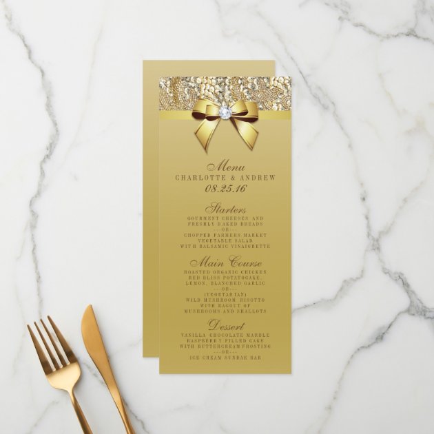 Gold Sequin Bow Wedding Collection Menu