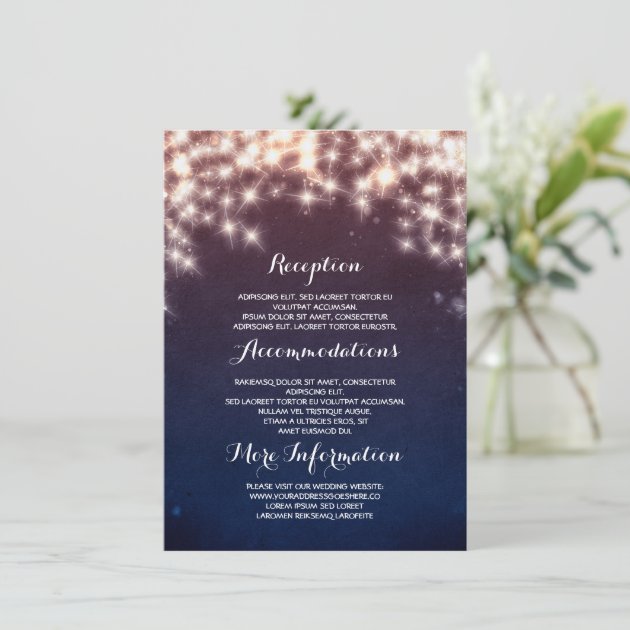 Blue Starry String Lights Wedding Information Enclosure Card