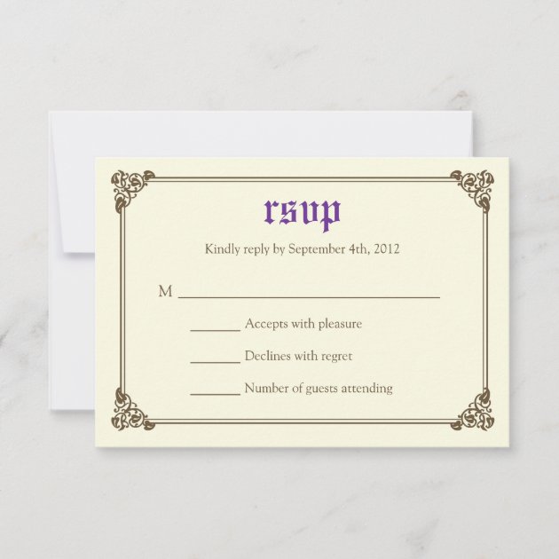 Storybook Fairytale Wedding RSVP Card - Purple