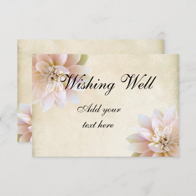Pink White Lotus Flower Wishing Well Enclosure Card