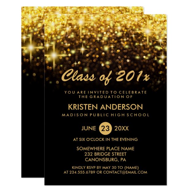 Class Of 2018 Graduation Gold Glitter Glam Sparkle Invitation