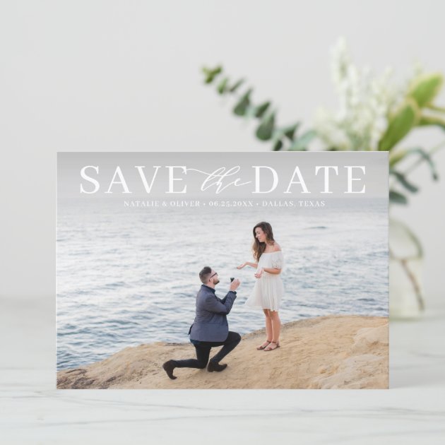 White Modern Mix Typography Classic Photo Save The Date