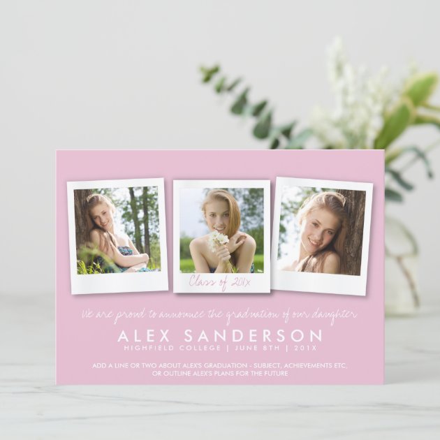 Chic Girls Pastel Pink Triple Photo Card