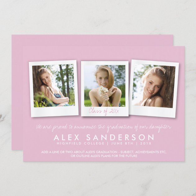 Chic Girls Pastel Pink Triple Photo Card