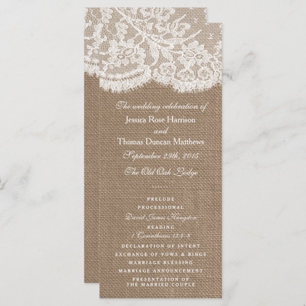 The Burlap & Lace Wedding Collection Programs