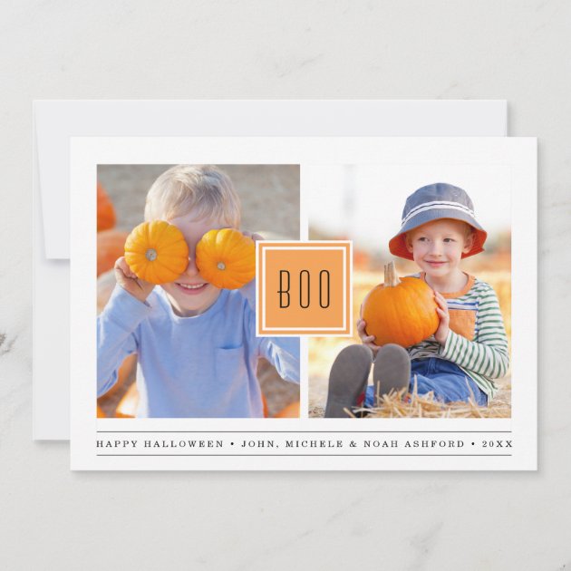 Modern Boo | Two Photo Halloween Card