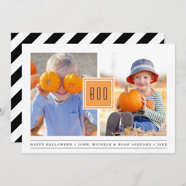 Modern Boo | Two Photo Halloween Card