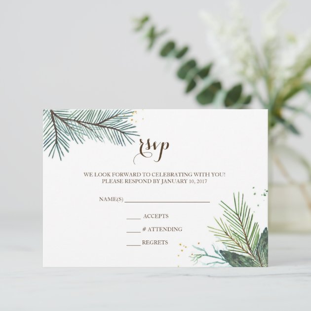 Wedding RSVP Card Winter Wreath