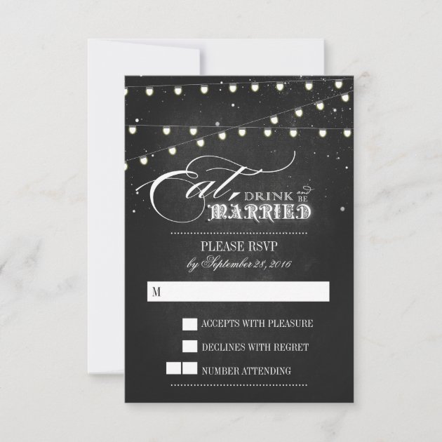 Lights Eat, Drink and Be Married Wedding RSVP card