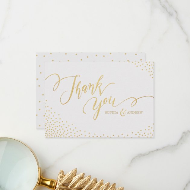 Editable Faux Gold Glitter Calligraphy Thank You