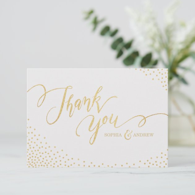 Editable Faux Gold Glitter Calligraphy Thank You